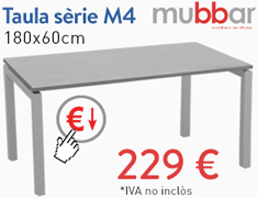 TAULA M4 MUBBAR 180X60cm POTES ALUMINI/SOBRETAULA GRIS